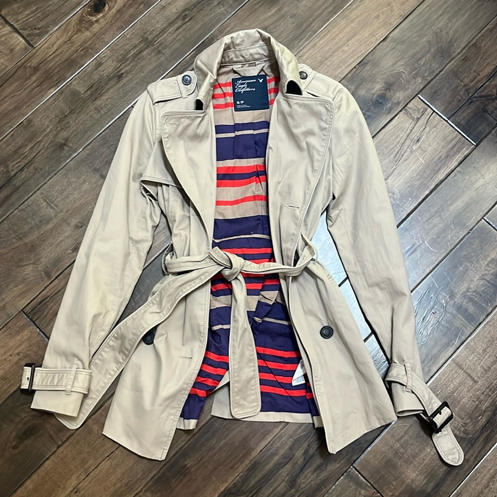 American Eagle tan trenchcoat
